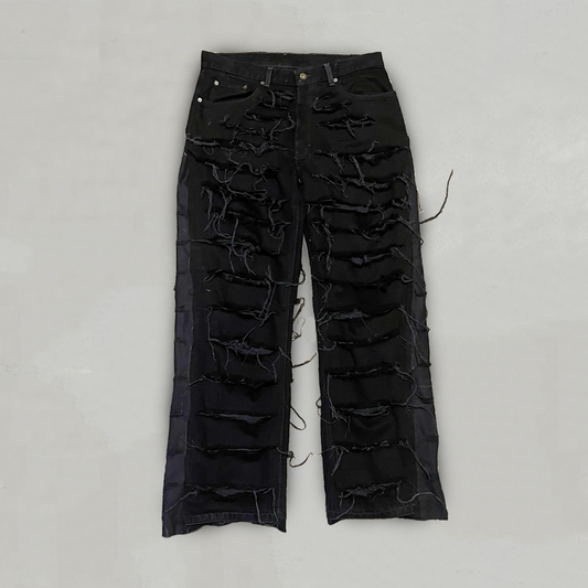 Black "Slaashed" Distressed Jeans