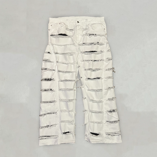 White "Slaashed" Distressed Jeans
