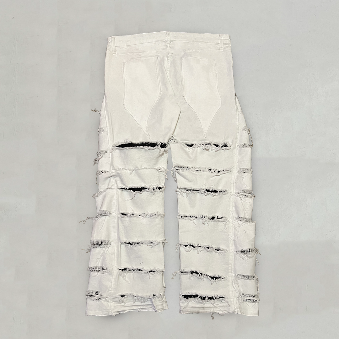 White "Slaashed" Distressed Jeans